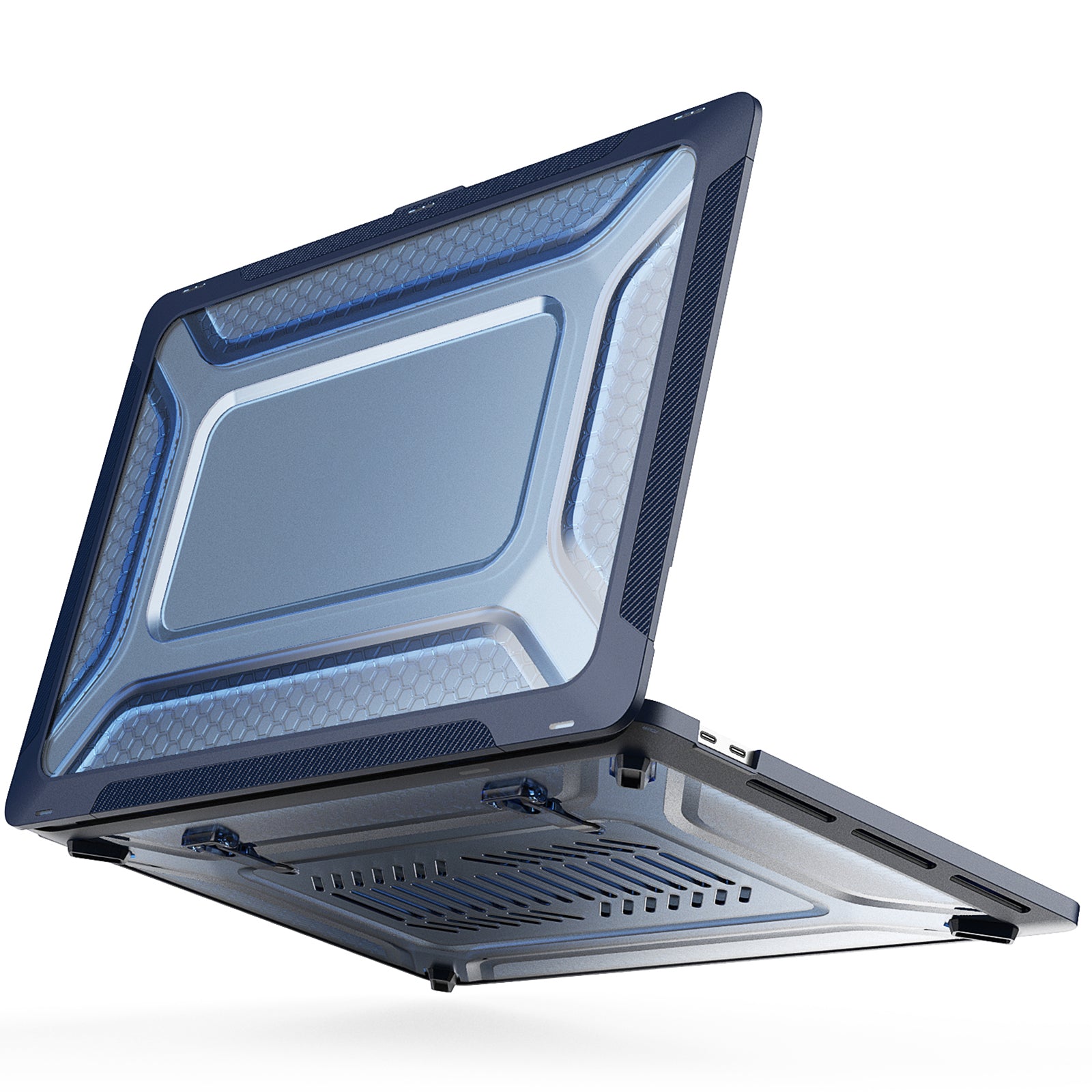 For MacBook Pro 16 inch (2019) A2141 Laptop Cover Dual Layer Hard PC Soft TPU Shell Case with Kickstand - Sapphire For MacBook Pro 16 inch (2019) A2141 Laptop Cover Dual Layer Hard PC Soft TPU Shell Case with Kickstand - Sapphire